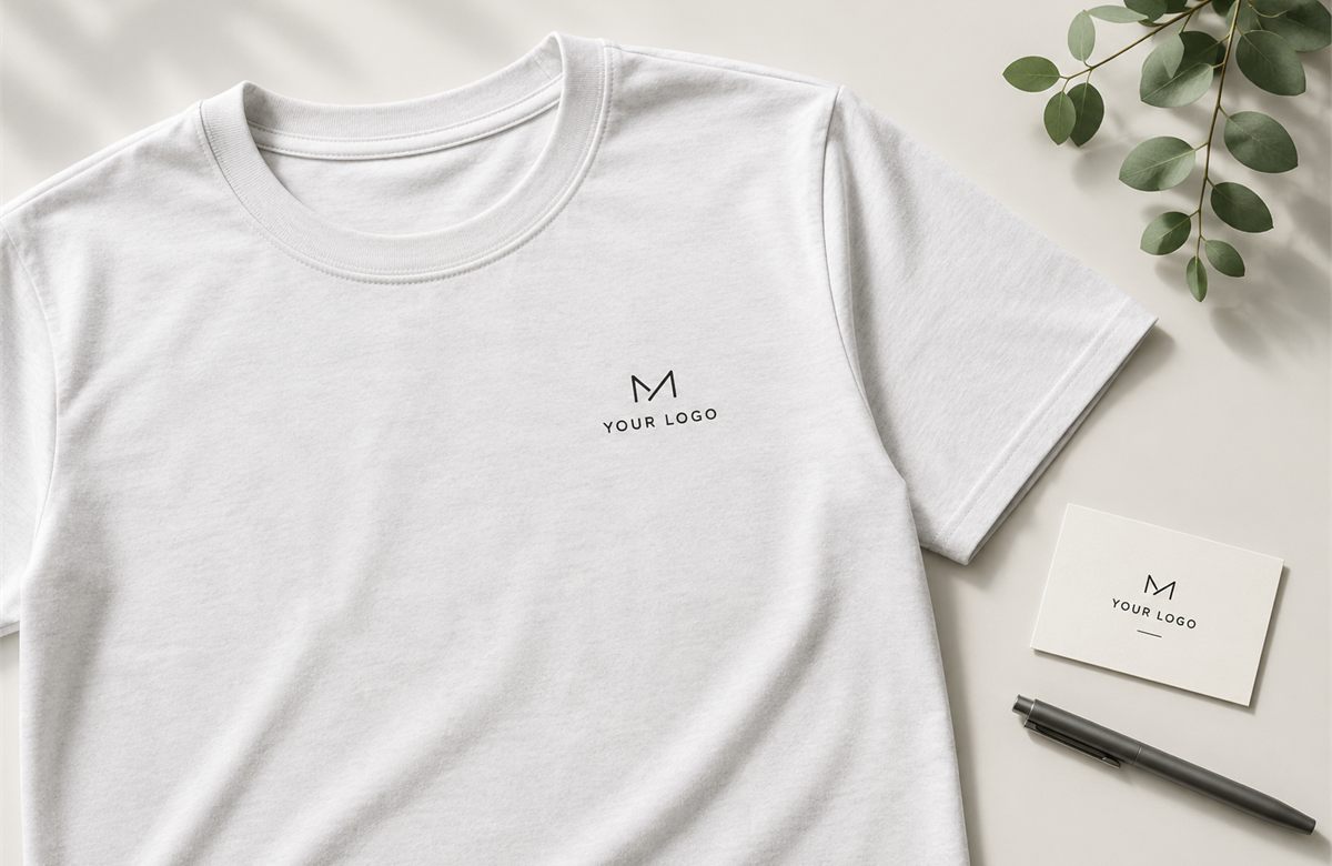 Minimal logo design style for clean modern branding on apparel