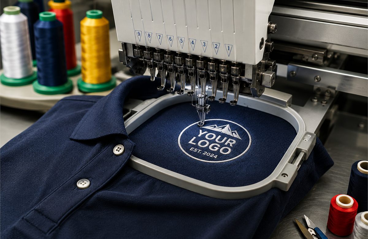 Custom embroidery for polos hats uniforms and professional apparel
