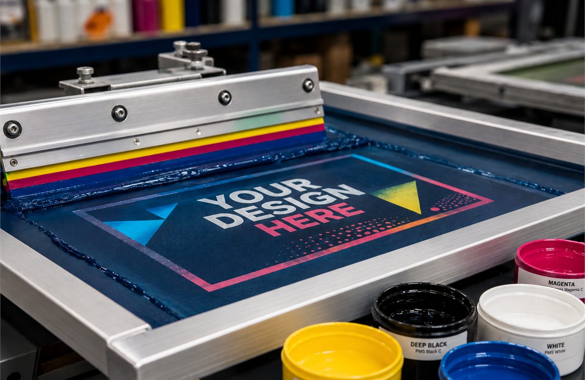 Screen printing for bulk custom apparel and simple logo designs