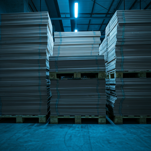Warehouse pallets of boxed apparel